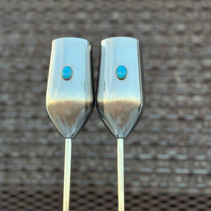 Boles silver, LLC - Vente Flûtes de champagne - Flûtes de mariage en turquoise de Kingman - Verres à champagne en turquoise véritable0