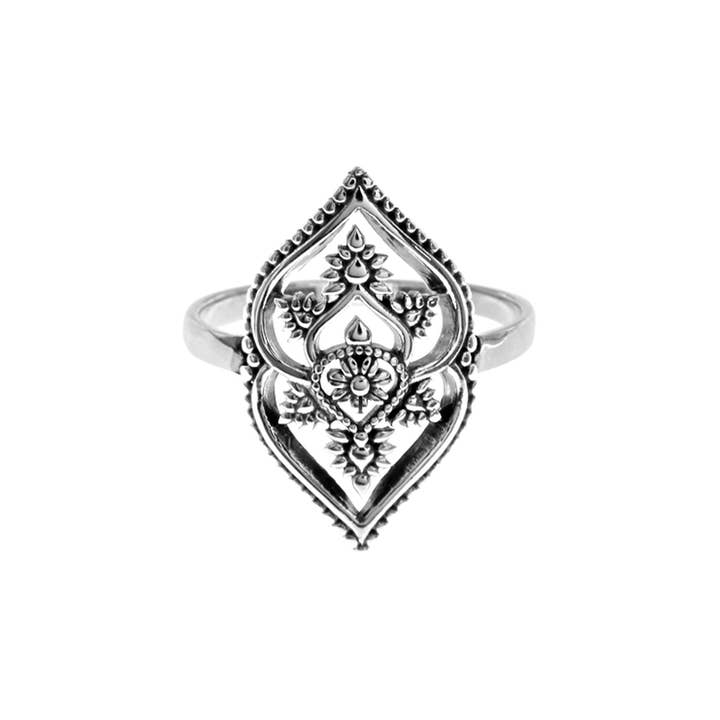 Kali Ma Designs - Sterling Silver Jewellery – wholesale Cocktail/statement ring – Catalina vintage flower motif ring1