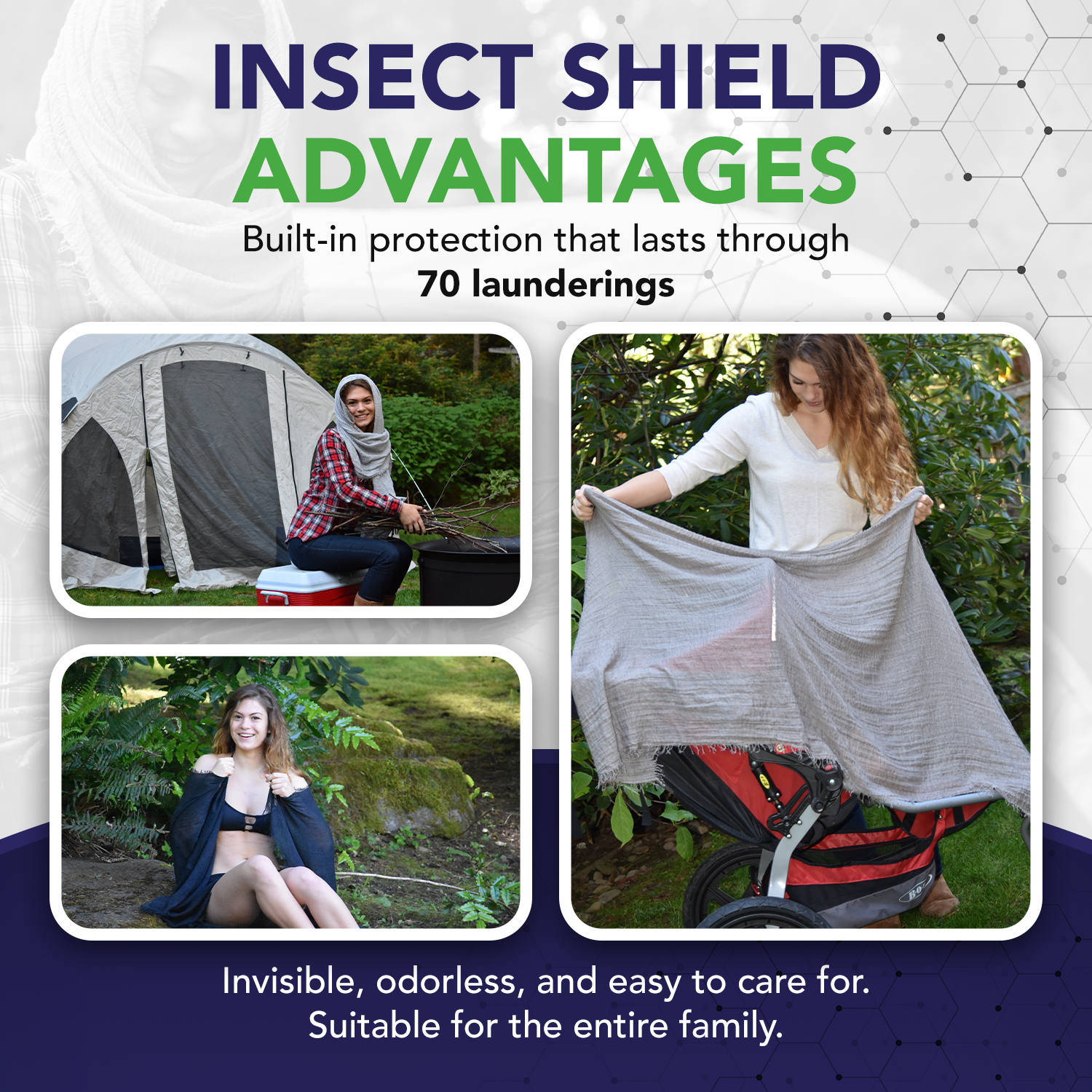 Chloe & Lex - Vente Écharpe – femme - Écharpe anti-insectes Insect Shield Protection pour femmes16