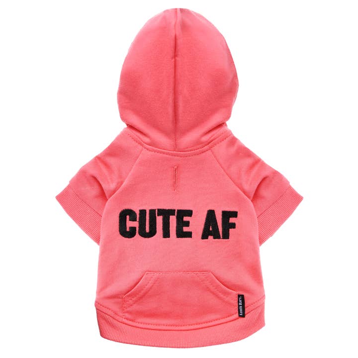 "Cute AF" Dog Hoodie - 100% Cotton Pet Clothes for wholesale by Louis Barx