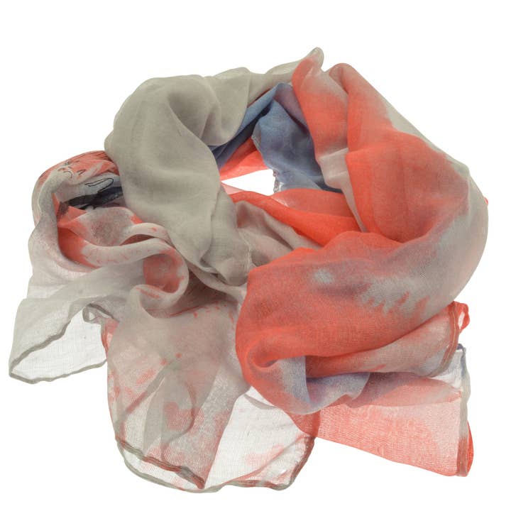 Grey and Pink Watercolour Scarf for wholesale by Miss Milly Limited