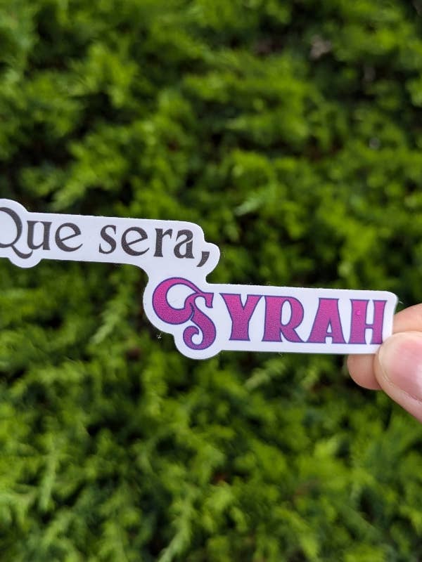 Autocollant de vin mignon, "Que sera, Syrah" pour la vente par ek.gfx