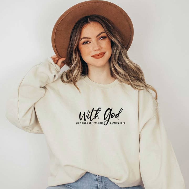 With God | Sweatshirt | Faith | Religious | Uplifting for wholesale by Uplifting Threads Co Wholesale