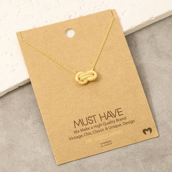 Gulddyppet bundet Hoop Charm halskæde for engroshandel hos Fame Accessories