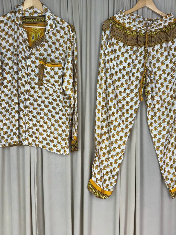 Recycle Silk PJ Set, Silky Loungwear Pajama Set, S / M Size for wholesale by The Eastern Loom