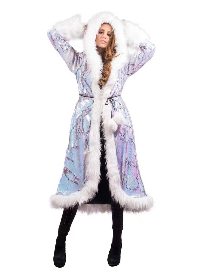 Western Fashion - Wholesale Fur/faux fur coat – Women's - 2642 - Fur Trim Sequin Coat-Light Purple2
