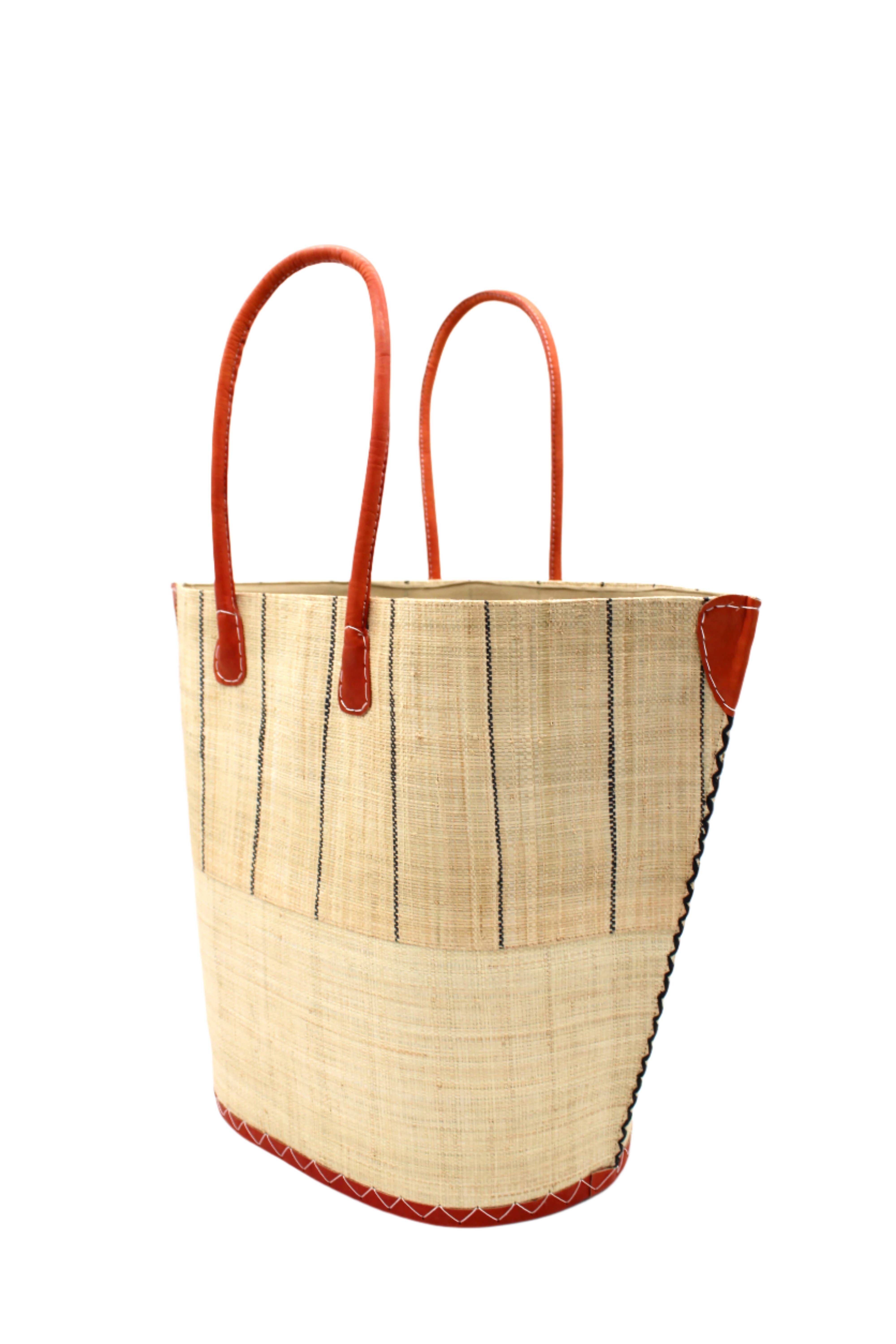 Shebobo – wholesale Strandväska – Santa Cruz stor strandväska i halm med tvåfärgade ränder10