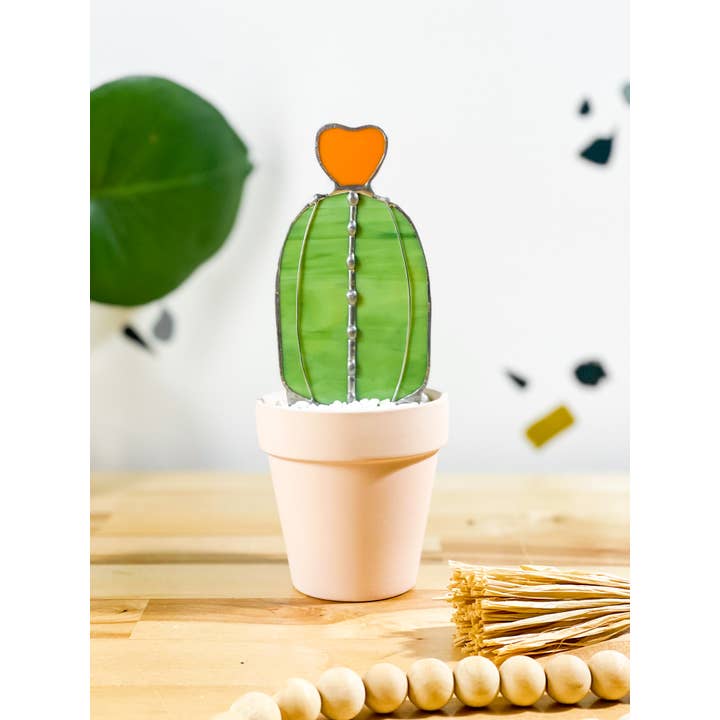 Samara Designs Studio - Wholesale Decorative Tabletop Object - Baby Barrel Glass Cactus