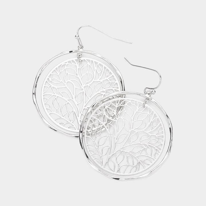 Metal Tree Filigree Dangle Earrings for wholesale by Sensibling Corp.