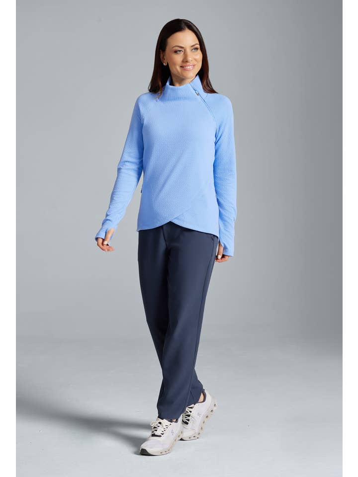 IBKÜL - Wholesale Sweatshirt - Women's - Solid Popcorn Stitch Asymmetrical Zip Pullover 2.021