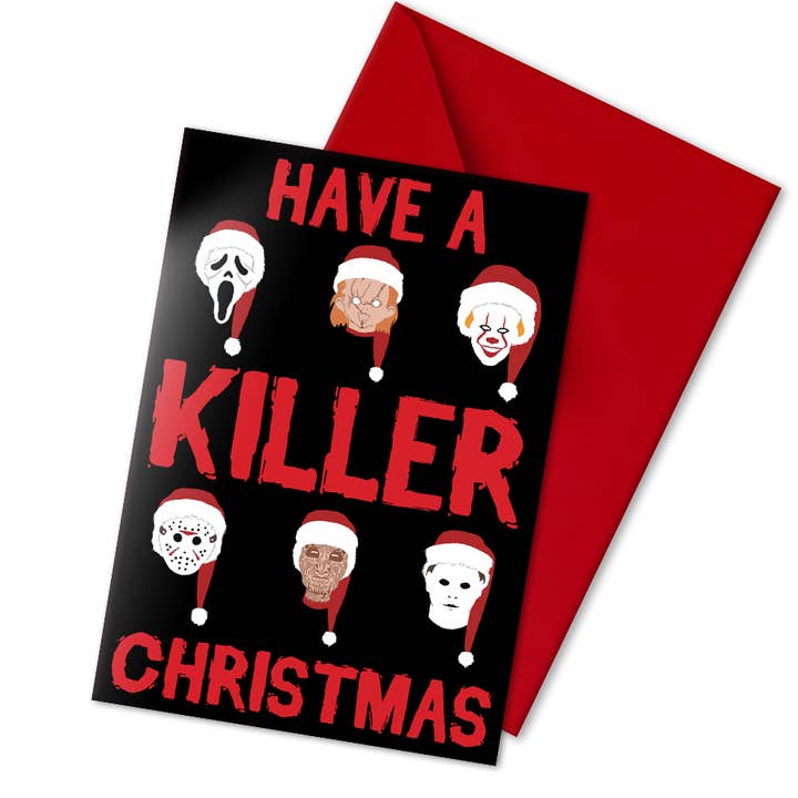 Killer-Weihnachts-Slasher-Horrorfilmkarte für den Großhandel von The Misfit Paper Co.