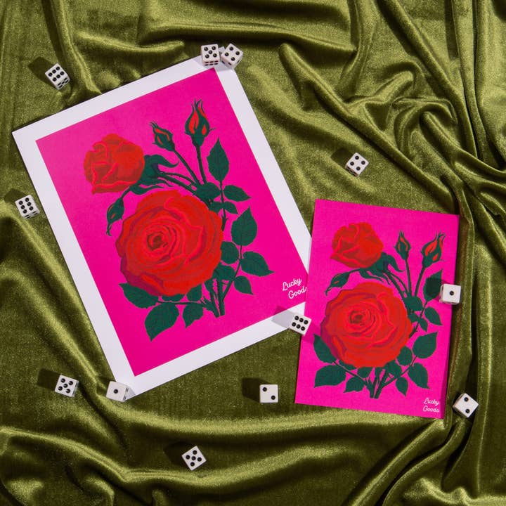 Lucky Goods Paper - Wholesale Art Print - Roses in Hot Pink Portrait Print5