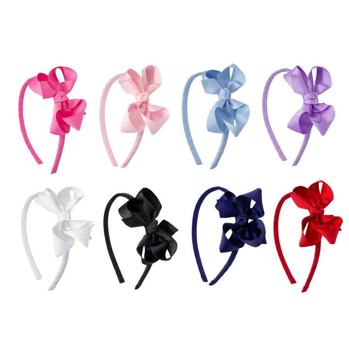 1/4" BAND MED BAND TÄCKT MED 3,5" MEDELGROSGRAINROSETT för wholesale av Beyond Creations, LLC