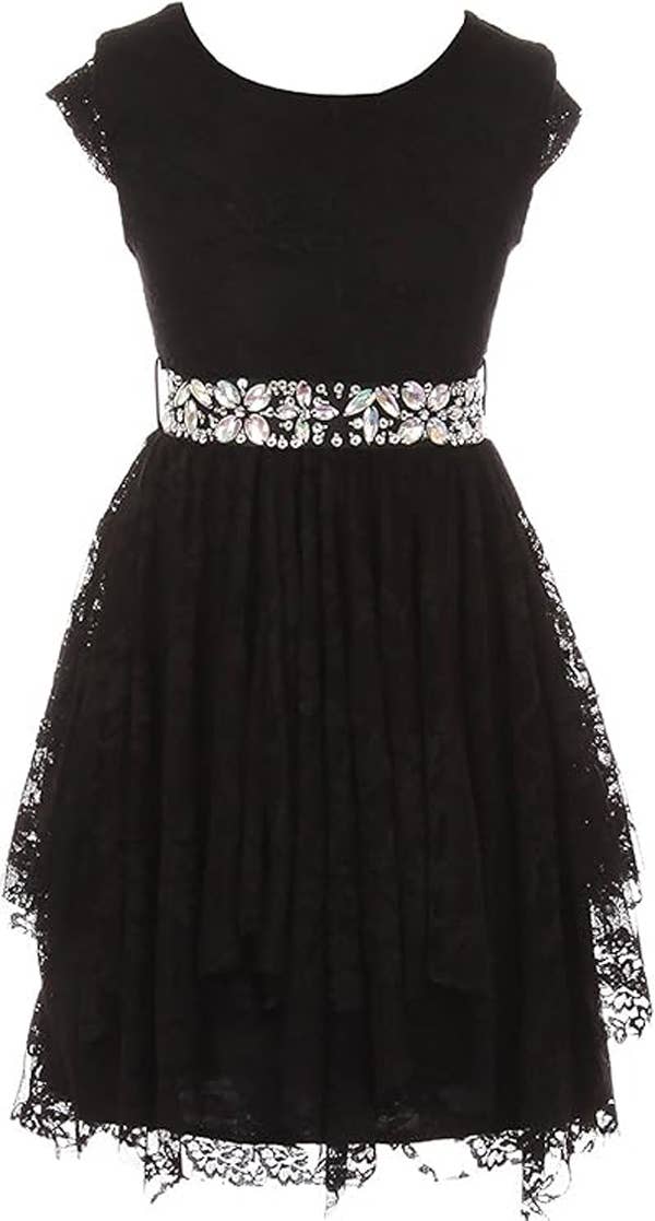 iGirlDress - Wholesale Dress - Kids - Girls Floral Lace Dress with Cubic Belt, Holiday Size 2-1410
