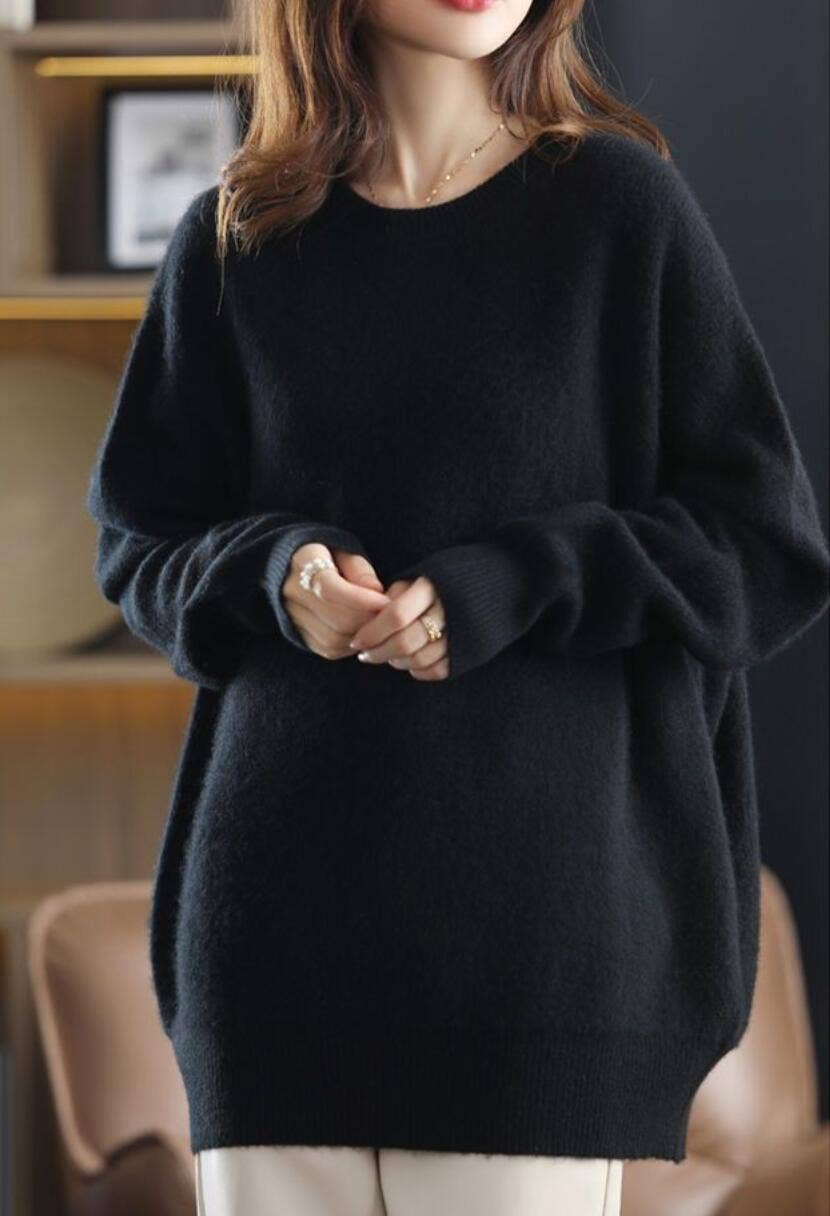 Whisper Mint - Wholesale Tunic Sweater - Women's - Women's Mock Neck Knit Sweater Loose-Fit top outwear2