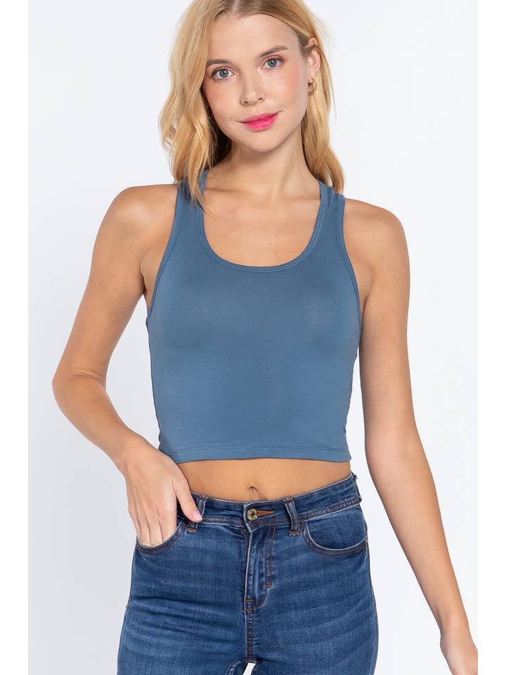 42POPS - Wholesale Knit Top - Women's - ,,.42POPS Fitted Racerback Cotton Spandex Jersey Crop19