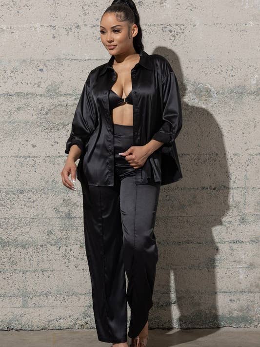 THREE PIECE SATIN SET for wholesale by Melrose with Love