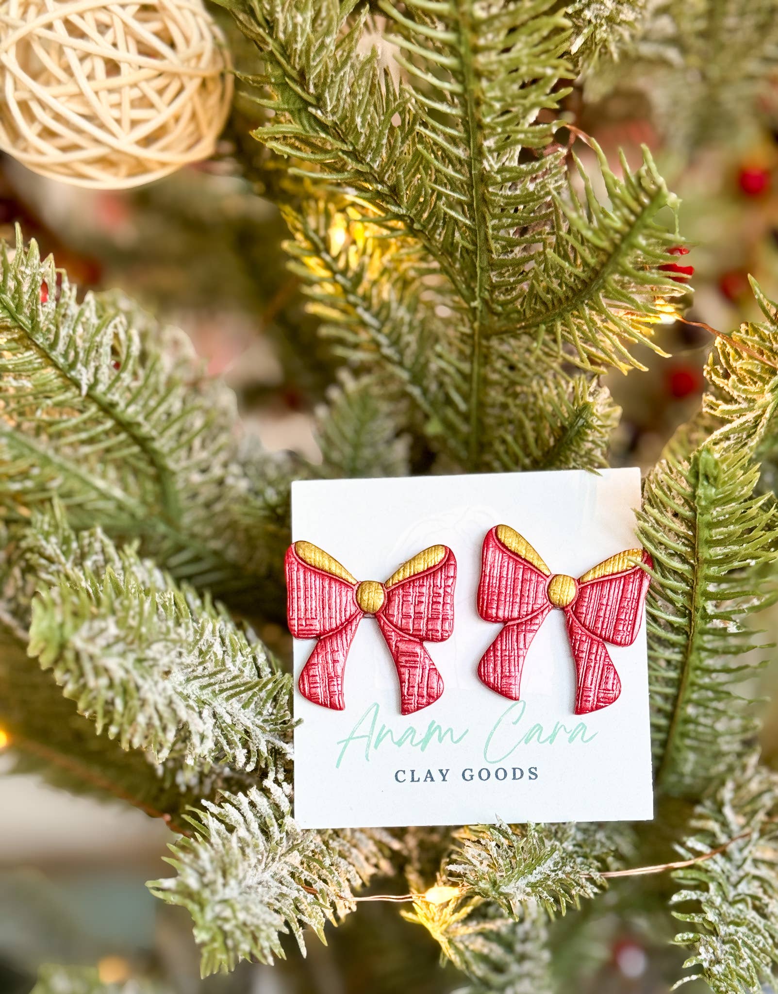 Anam Cara Clay Goods - Wholesale Stud/Post Earrings - Sparkle Bow Statement Studs-Polymer Clay Earrings0