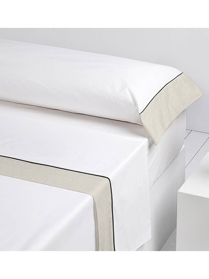 Set “Percal” Apply Texture Cotton 100% White Lined for wholesale by Barceló Hogar