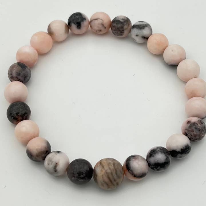 Rosa Zebra Jasper Pärlstav Armband - Handled Mala - 8mm för wholesale av Namu Baru Inc.