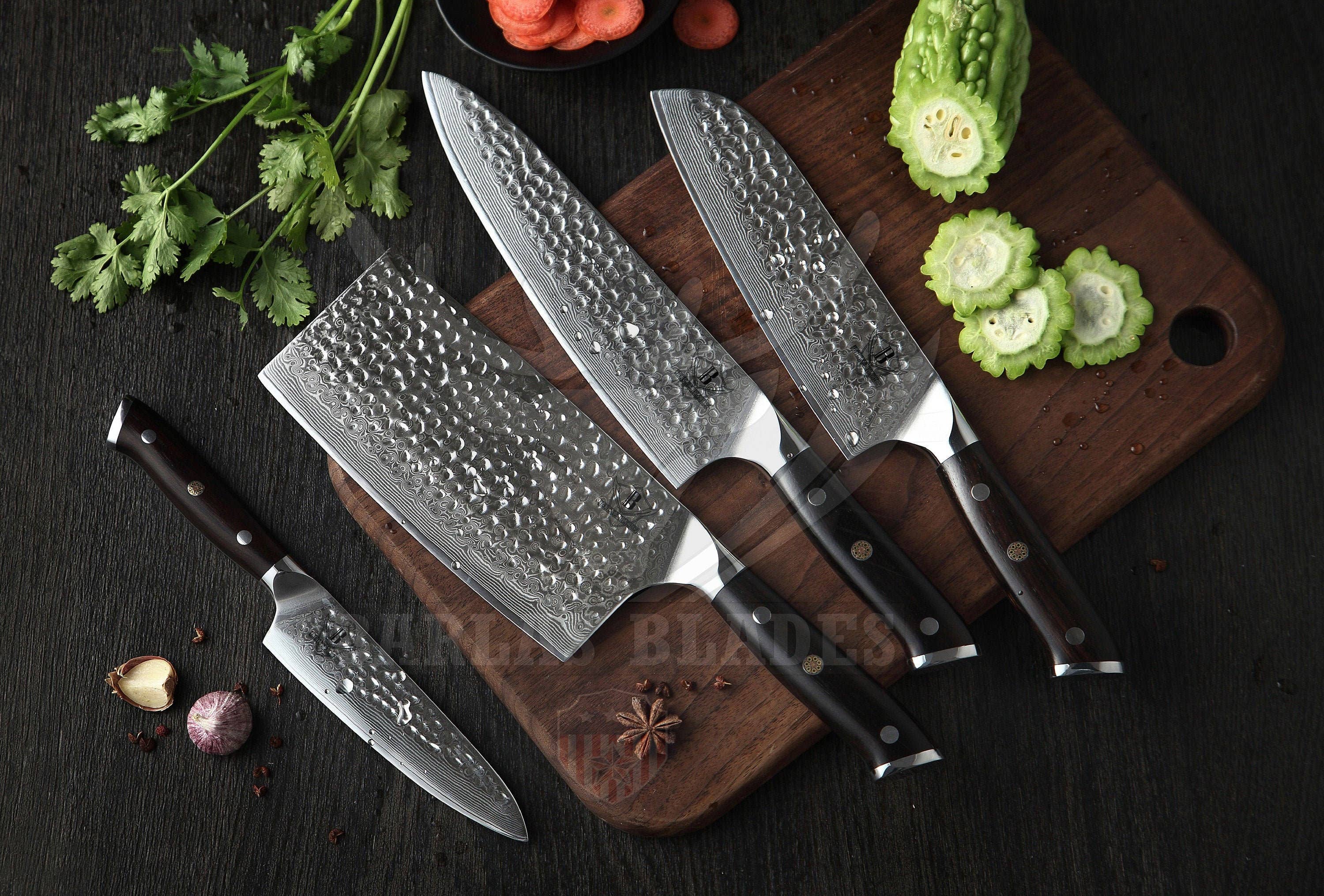 Senken Knives 15 Piece Damascus Steel Knife Block Set