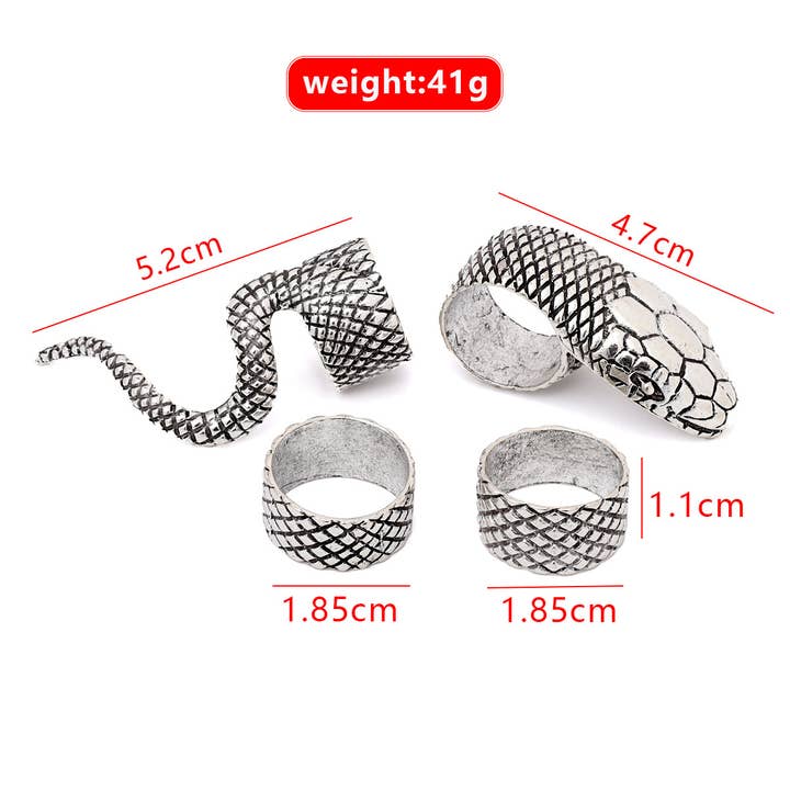 Silver K Women Vintage Heavy Metal Diablo Gothic Python Ring Set for wholesale on Faire3