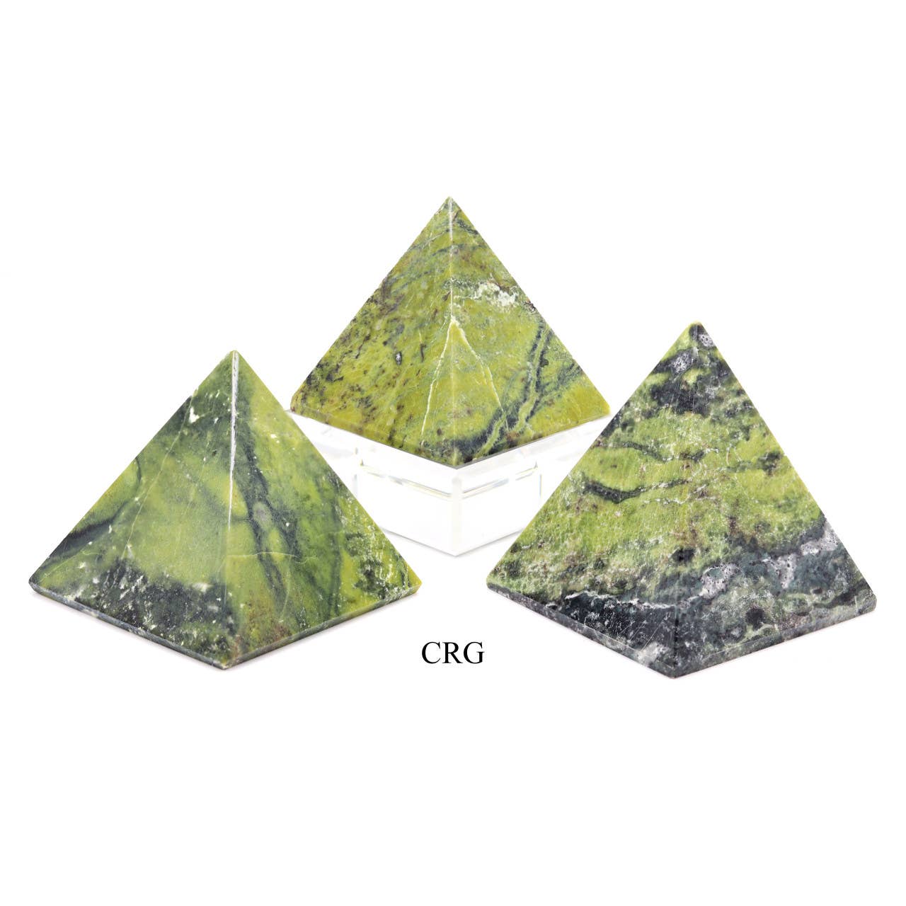 Crystal River Gems LLC – wholesale Spiritual stone/crystal – Serpentine Pyramid from Peru / 80-90 MM AVG0
