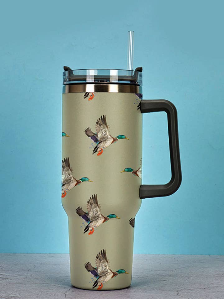 Green Duck Tumbler with Handle for wholesale by The Front Porch Label