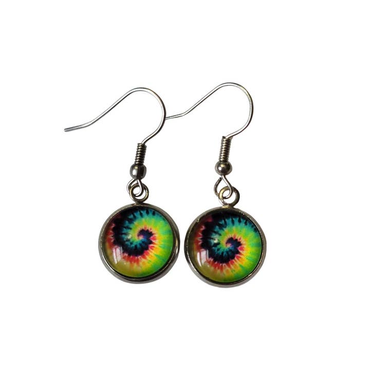 Tie Dye Rainbow Dangle Earrings, Boho Hippie Earrings for wholesale by Everything's Right Designs