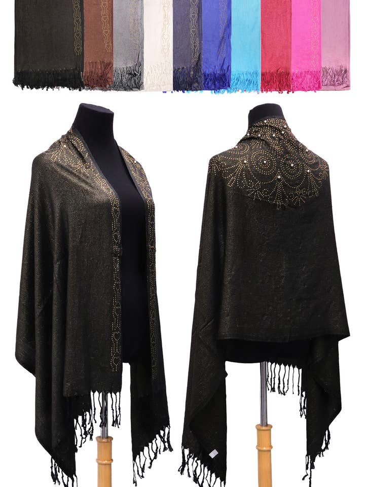 Chal Envolvente con Detalle de Espiral de Corazón, Perlas y Diamantes de Imitación para venta al por mayor de Cap Zone