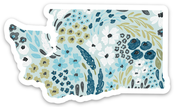 Elyse Breanne Design - Wholesale Sticker - Washington State Floral Sticker 3x2in.3