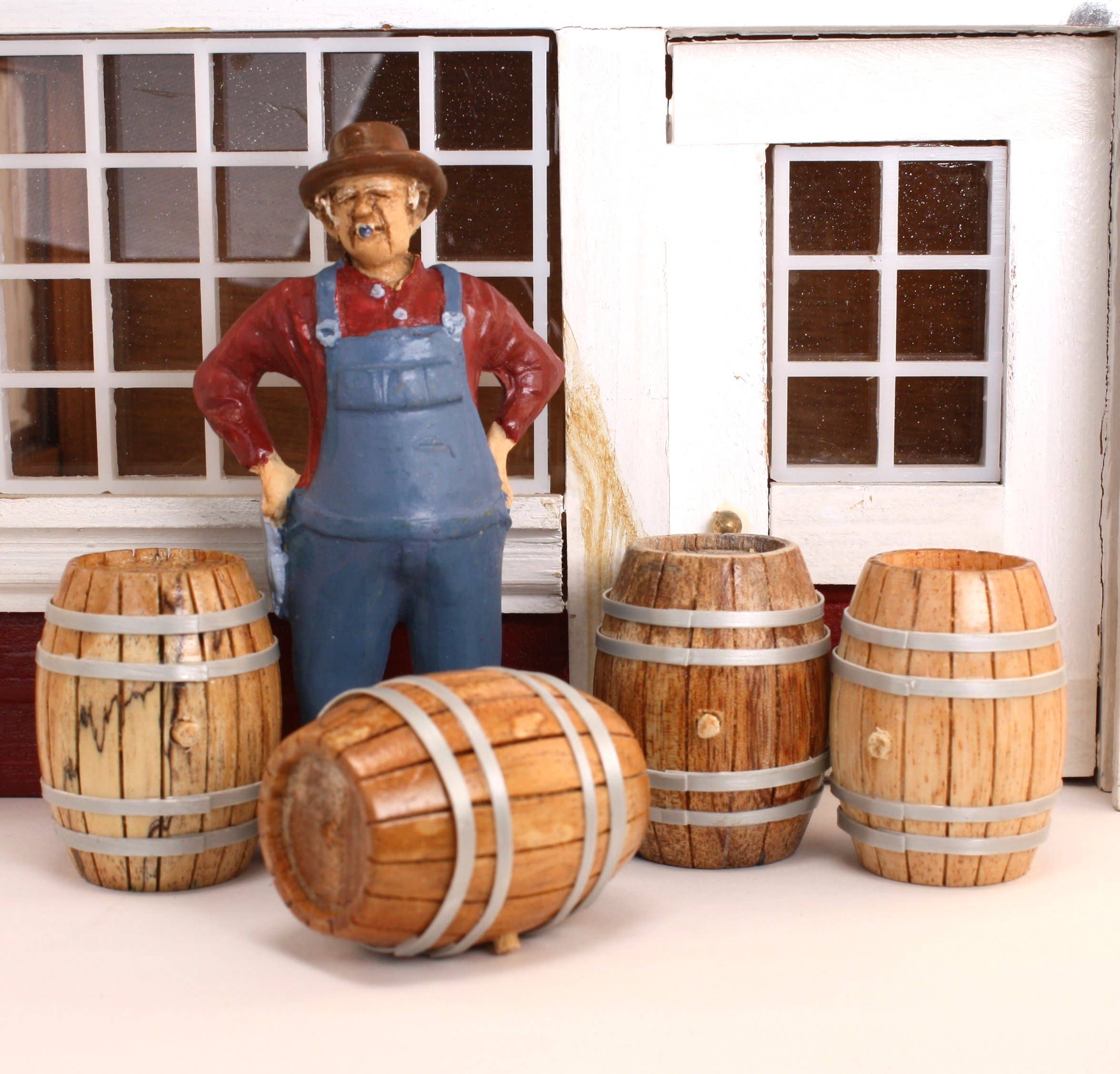 Meyer Imports - Wholesale Decorative Tabletop Object - Barrel - Vintage Wooden Whiskey - Set of 4 - 101-06024
