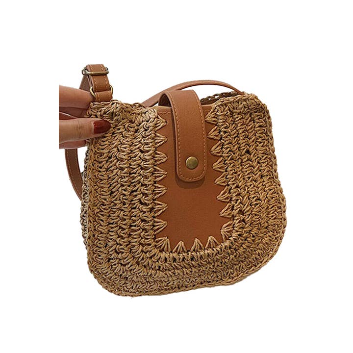 Cap Zone - Wholesale Crossbody Bag - Women's - Crochet Rattan Wicker Crossbody Messenger Bag5