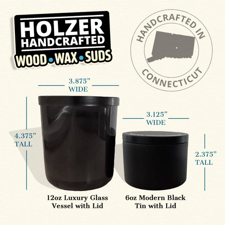 Holzer Handcrafted ® - Wholesale Jar/Filled Candle - Wood Wick Candle Sweet Maple Bark - Maple Chai + Vanilla Cream Scented | Natural | Hand-poured Coconut Soy Wax | 6 oz Modern Black Tin with Lid | Handmade | Non-toxic Phthalate-free Luxury Fragrance5