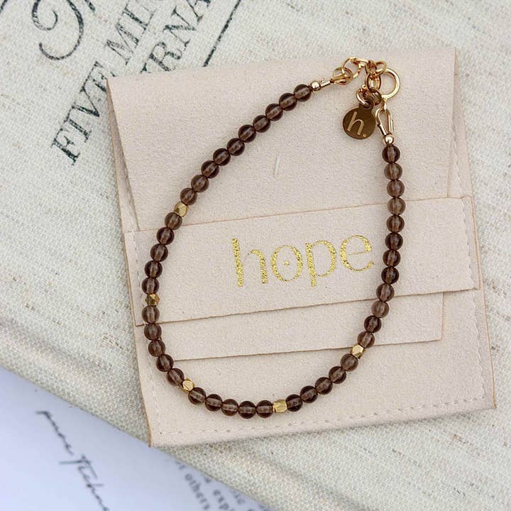 Unfold | Dainty Smoky Quartz Bracelet | Genuine Crystals for wholesale by Hope The Studio