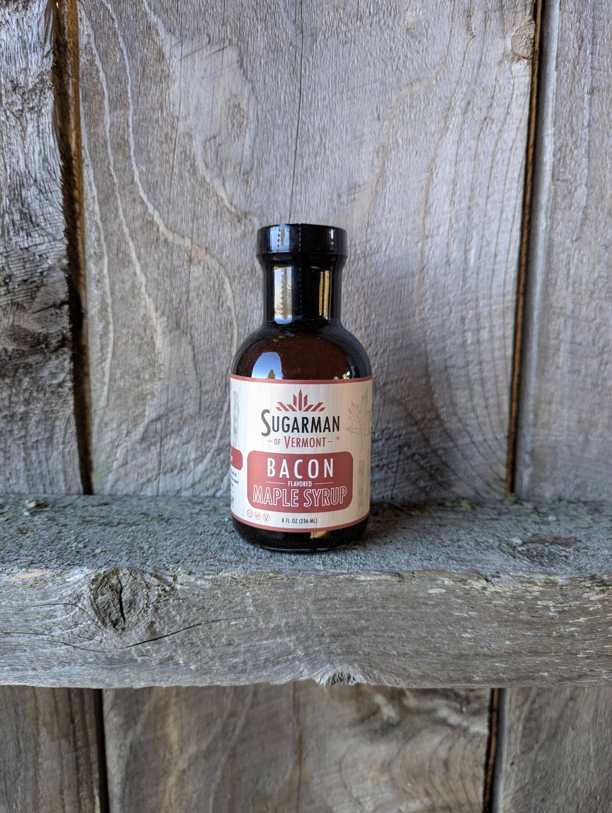 Sugarman of Vermont - Wholesale Maple Syrup - Bacon Flavored Maple Syrup, 8 fl. oz. (12/case)1
