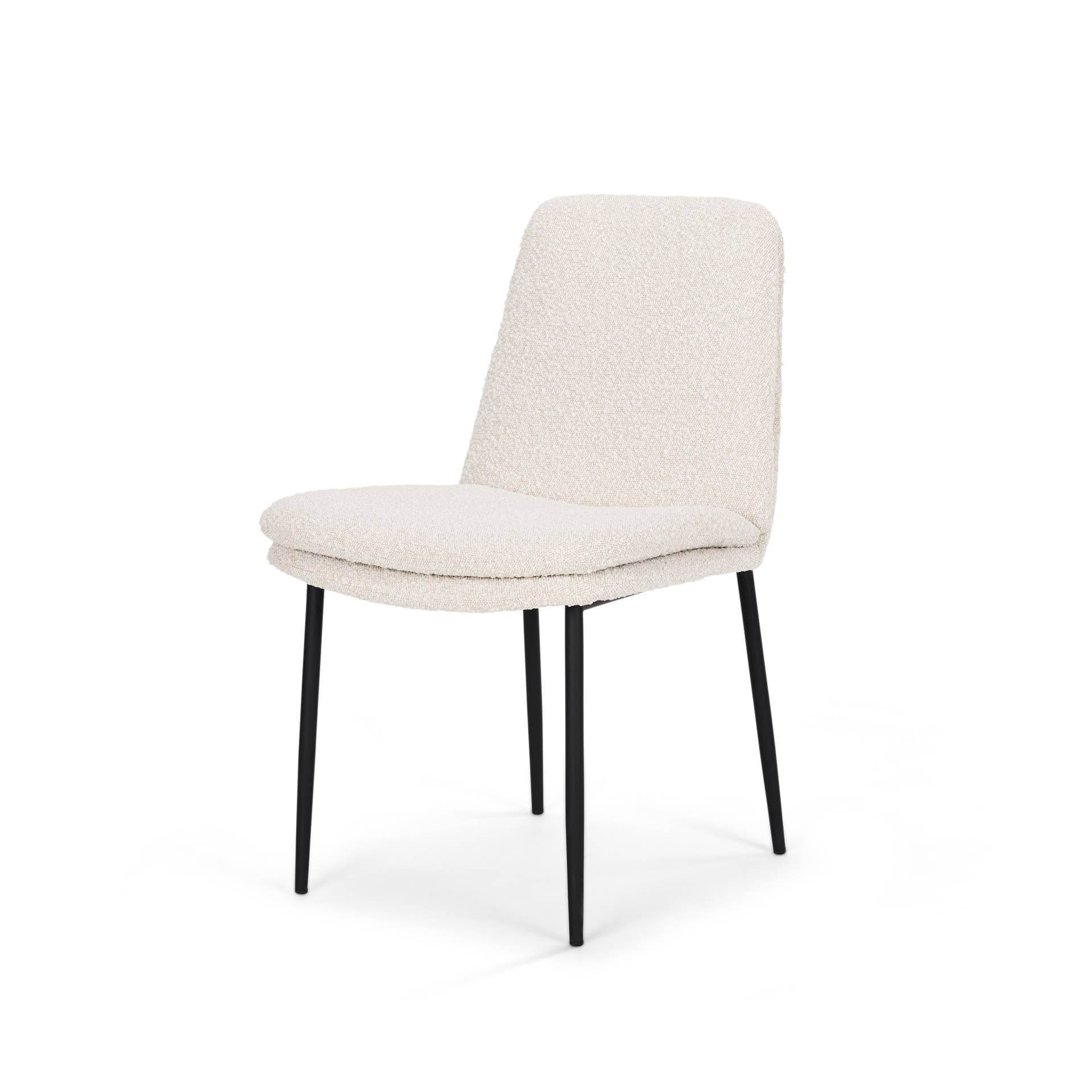 HomeRoots - Wholesale Chair - Cream and Black Upholstered Boucle And Metal Dining Side Chair