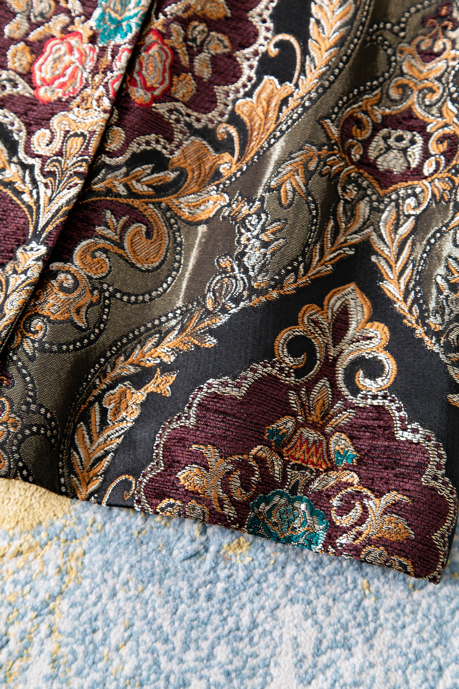 Color as pictures CT177Y Luxury Embroidered Beaded Jacquard Vintage Long Coat for wholesale on Faire8