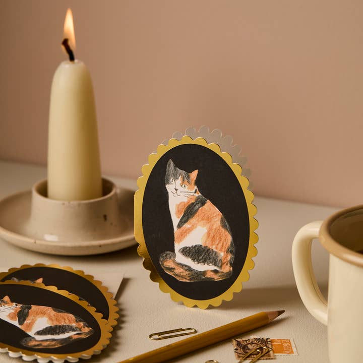 Calico Cat Mini Card for wholesale by Wanderlust Paper Co