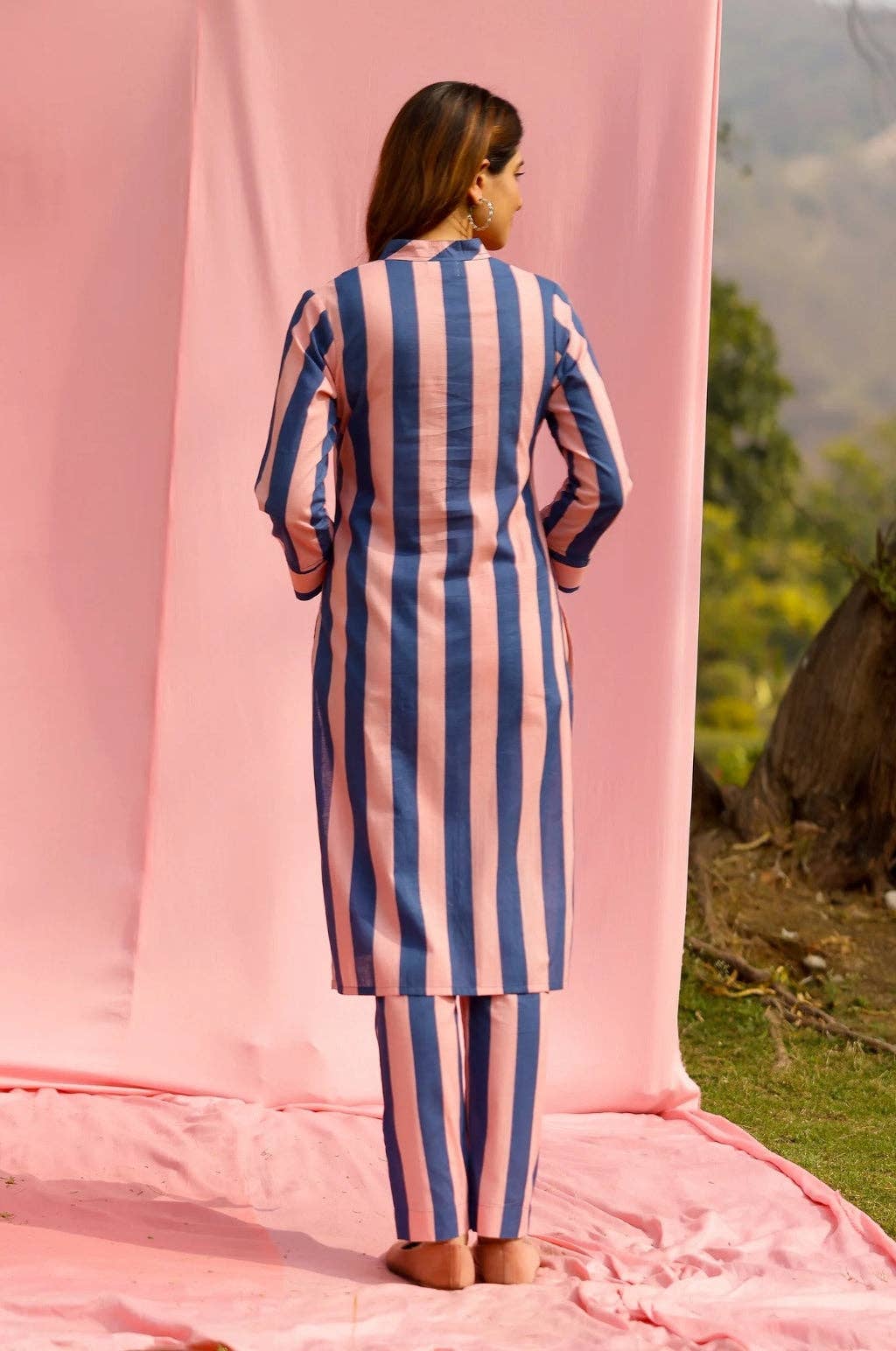 House of Amaya - Wholesale Top & Pant Set (NOT Loungewear) - Women's - Neel Stripe Straight Fit Kurta Pant Set2