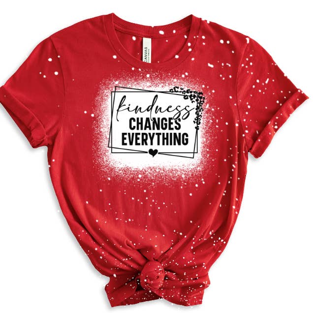 Women's Bleached Graphic Tshirt, Kindness Graphic Tee for wholesale by Crafty Mamas Creationz