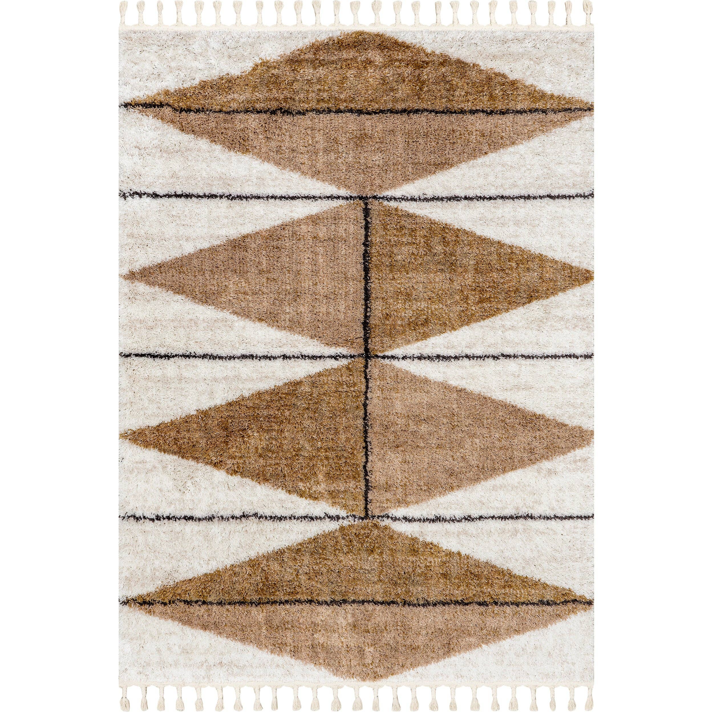 Rust Kali Shaggy Diamond Tassel Area Rug for wholesale on Faire8