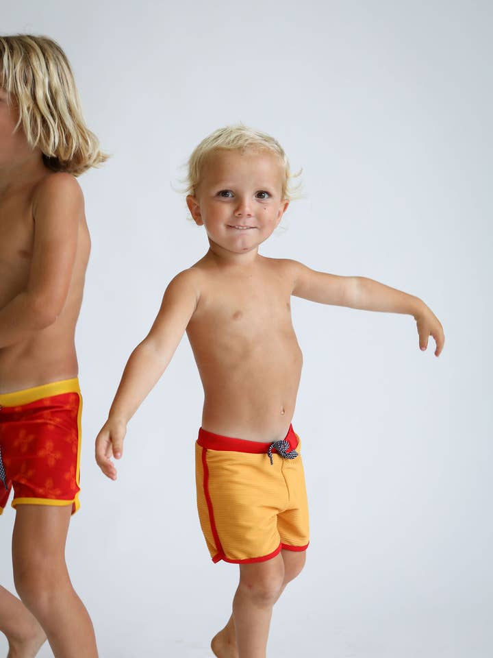 Toddler Soft Short for Swim in Yellow Ribbed for wholesale by Of One Sea