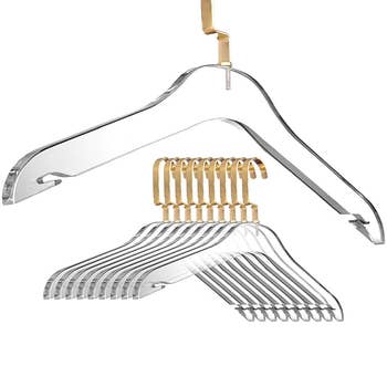 DesignStyles Clear Acrylic Clothes Hangers - 10 Pk - Gold