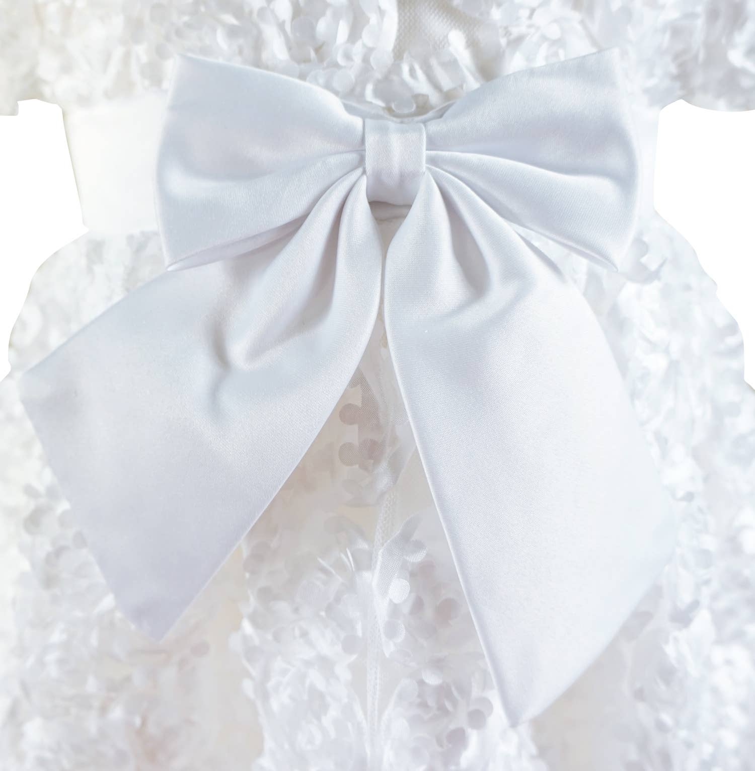 Angeline Kids - Vente Ensemble de robes – bébé - Robe de baptême pour bébé fille avec nœud et bonnet assorti1
