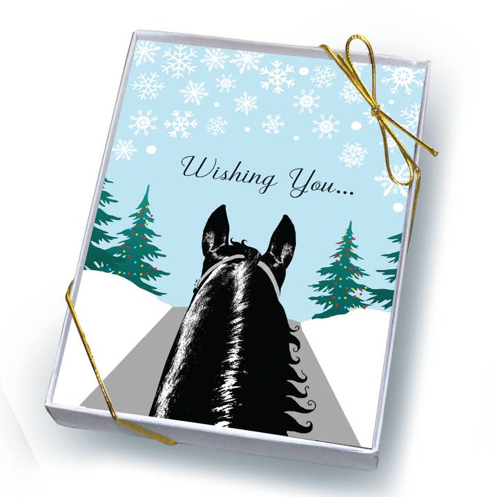 Horse Hollow Press - Wholesale Christmas Card - Horse Boxed Christmas Cards / Horse Trail Rider / 8 Holiday