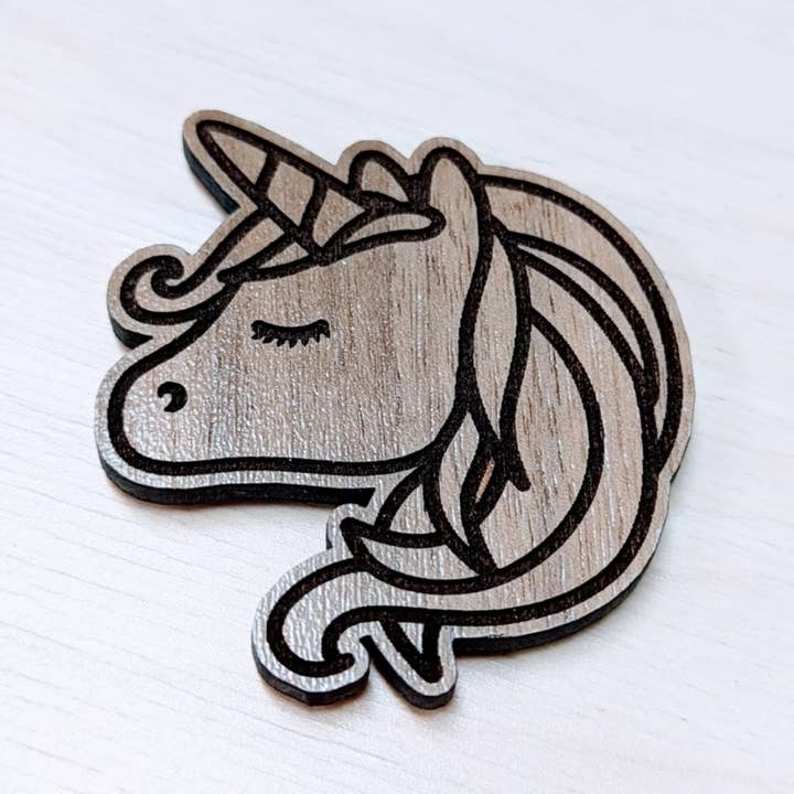 "Mystical Magical" Wooden Unicorn Laser Engraved Magnet for wholesale by Catchpenny
