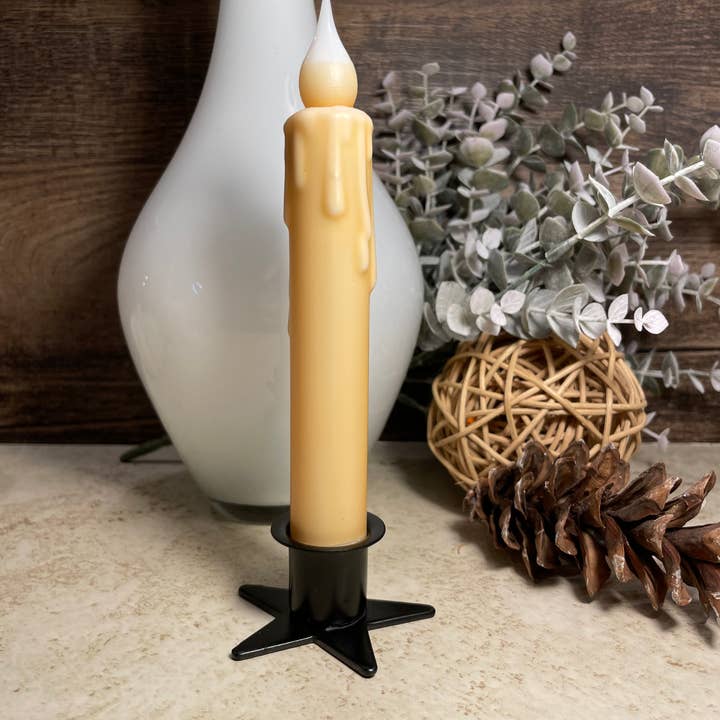 Small Town Dusk - Wholesale Flameless Candle - 7" Solid Cream LED Battery Operated Timer Taper Candles