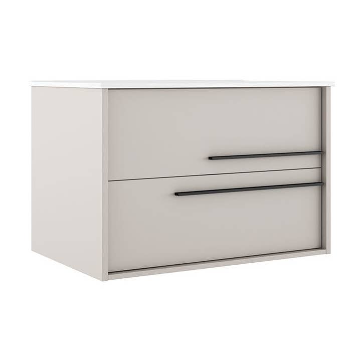 40" Tan Wood Floating Bathroom Vanity With White Sink And Two Drawers for wholesale by HomeRoots