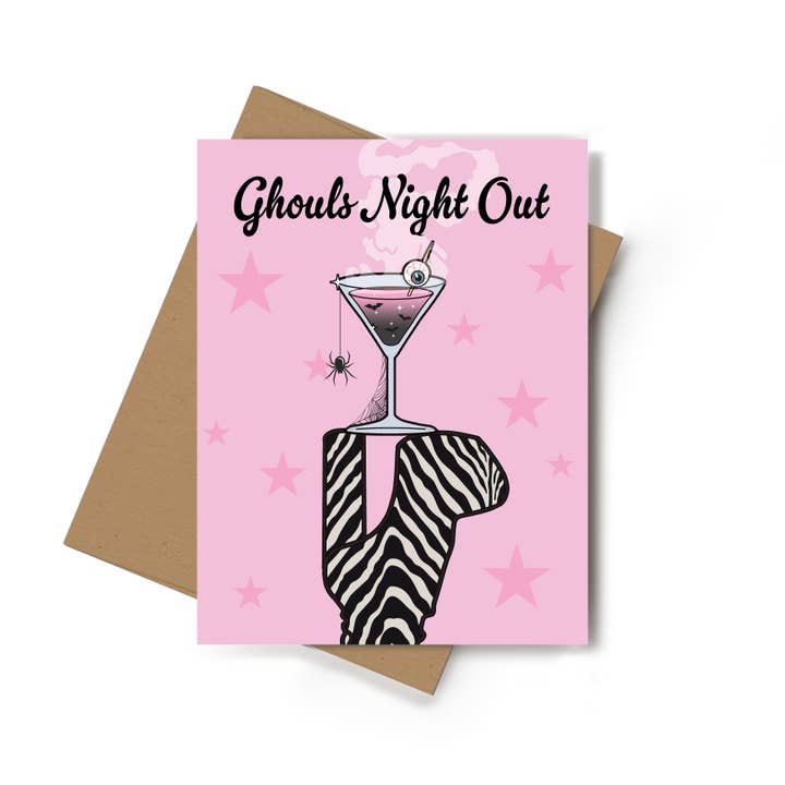 Ghouls Night Out Galentine's Day Greeting Card-6 Pack for wholesale by Spooky Glam Paper